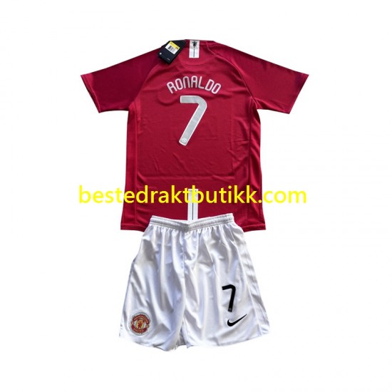 Fotballdrakter Manchester United Cristiano Ronaldo 7 Champion League 2007 Retro Hjemmedraktsett Kortermet til Barn