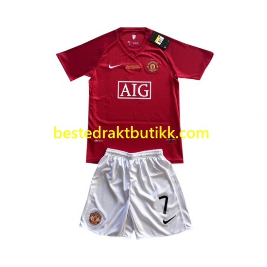 Fotballdrakter Manchester United Cristiano Ronaldo 7 Champion League 2007 Retro Hjemmedraktsett Kortermet til Barn