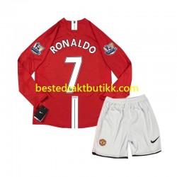Fotballdrakter Manchester United Cristiano Ronaldo 7 2007 Retro Hjemmedraktsett Langermet til Barn