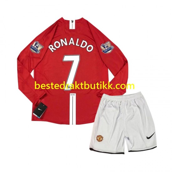 Fotballdrakter Manchester United Cristiano Ronaldo 7 2007 Retro Hjemmedraktsett Langermet til Barn