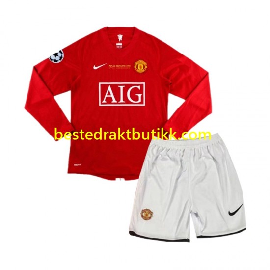 Fotballdrakter Manchester United Champion League 2007 Retro Hjemmedraktsett Langermet til Barn