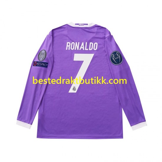 Fotballdrakter Real Madrid Cristiano Ronaldo 7 2016 Retro Bortedraktsett Langermet til Herre