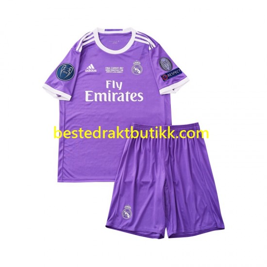 Fotballdrakter Real Madrid 2016 Retro Bortedraktsett Kortermet til Barn