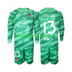Fotballdrakter Atlético Madrid Jan Oblak 13 Green color Keeper Bortedraktsett 2023-2024 Langermet til Barn