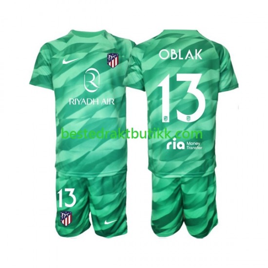 Fotballdrakter Atlético Madrid Jan Oblak 13 Green color Keeper Bortedraktsett 2023-2024 Kortermet til Barn