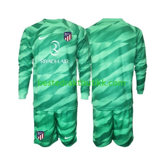 Fotballdrakter Atlético Madrid Green color Keeper Bortedraktsett 2023-2024 Langermet til Barn
