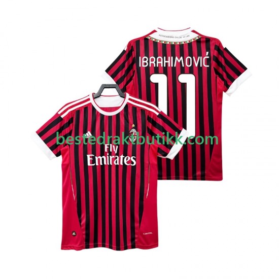 Fotballdrakter AC Milan Ibrahimović Zlatan 11 2012 Retro Hjemmedraktsett 2011 Kortermet til Herre