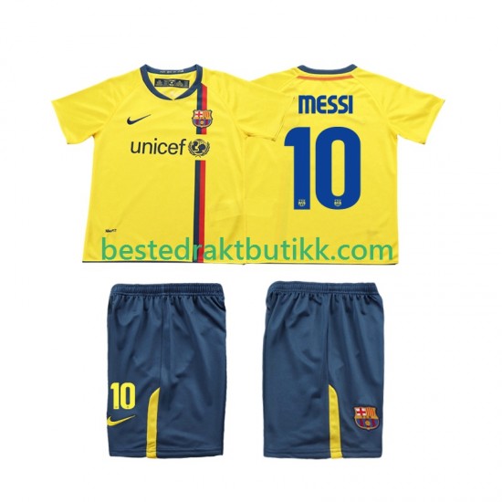Fotballdrakter FC Barcelona Lionel Messi 10 2009 Retro Bortedraktsett 2008 Kortermet til Barn