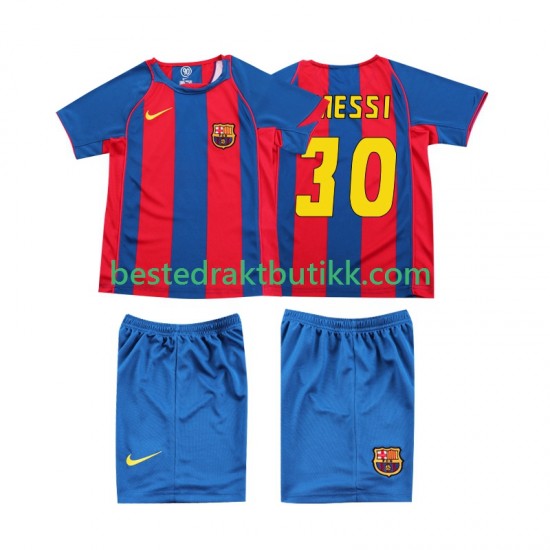 Fotballdrakter FC Barcelona Lionel Messi 10 Retro Hjemmedraktsett 2004 Kortermet til Barn