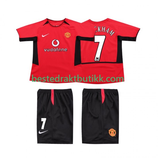 Fotballdrakter Manchester United BECKHAM 7 2002 Retro Hjemmedraktsett 2004 Kortermet til Barn