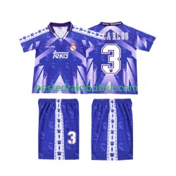 Fotballdrakter Real Madrid R CARLOS 3 1996-1997 Retro Bortedraktsett Kortermet til Barn
