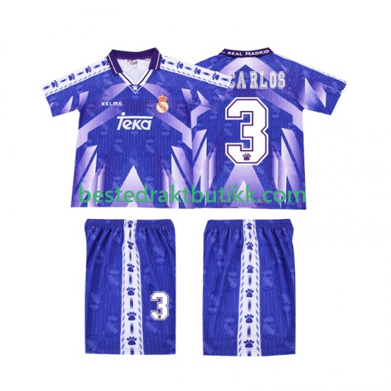 Fotballdrakter Real Madrid R CARLOS 3 1996-1997 Retro Bortedraktsett Kortermet til Barn