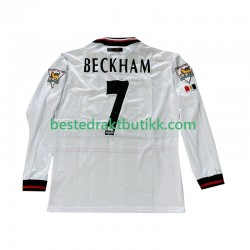 Fotballdrakter Manchester United Beckham 7 1998 Retro Bortedraktsett 1999 Langermet til Herre