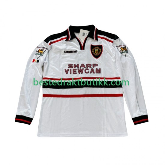 Fotballdrakter Manchester United Beckham 7 1998 Retro Bortedraktsett 1999 Langermet til Herre