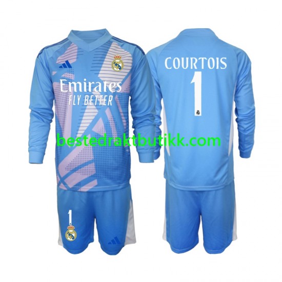 Fotballdrakter Real Madrid Thibaut Courtois 1 Keeper Hjemmedraktsett 2024-2025 Langermet til Barn