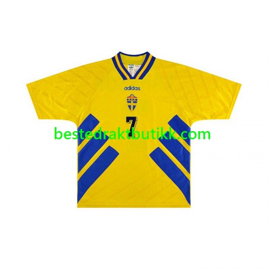 Fotballdrakter Sverige Henrik Larsson 7 Retro Hjemmedraktsett 1994 Kortermet til Herre