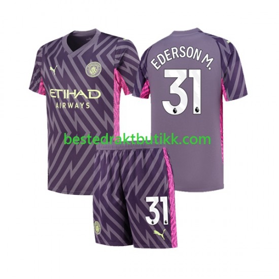Fotballdrakter Manchester City Ederson Moraes 31 Keeper Bortedraktsett 2023-2024 Kortermet til Barn