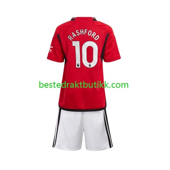 Fotballdrakter Manchester United Marcus Rashford 10 Hjemmedraktsett 2023-2024 Kortermet til Barn