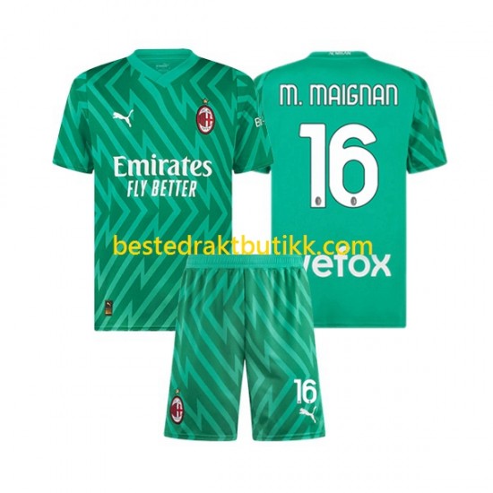 Fotballdrakter AC Milan Mike Maignan 16 Keeper Hjemmedraktsett 2023-2024 Kortermet til Barn
