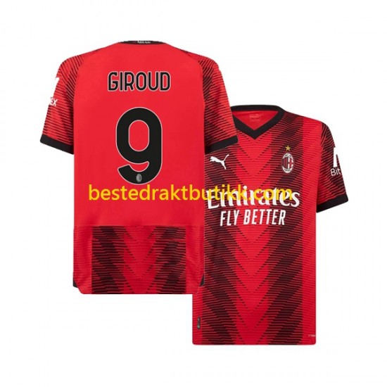 Fotballdrakter AC Milan Olivier Giroud 9 Hjemmedraktsett 2023-2024 Kortermet til Herre