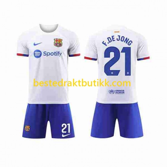 Fotballdrakter FC Barcelona Frenkie de Jong 21 Bortedraktsett 2023-2024 Kortermet til Barn
