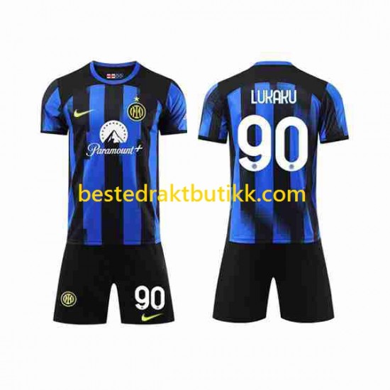 Fotballdrakter Inter Milan Lukaku 90 Hjemmedraktsett 2023-2024 Kortermet til Barn