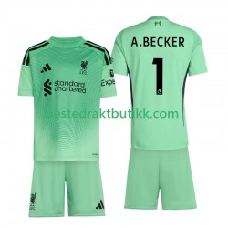 Fotballdrakter Liverpool Alisson Becker 1 Keeper Hjemmedraktsett 2025-2026 Kortermet til Barn