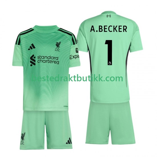 Fotballdrakter Liverpool Alisson Becker 1 Keeper Hjemmedraktsett 2025-2026 Kortermet til Barn