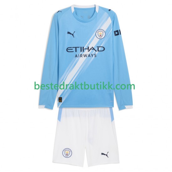 Fotballdrakter Manchester City Hjemmedraktsett 2025-2026 Langermet til Barn
