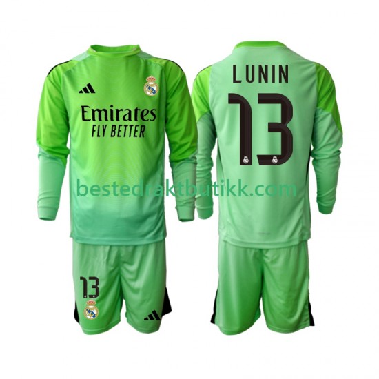 Fotballdrakter Real Madrid Andriy Lunin 13 Keeper Bortedraktsett 2025-2026 Langermet til Barn