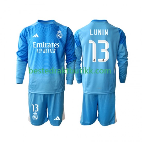 Fotballdrakter Real Madrid Andriy Lunin 13 Keeper Hjemmedraktsett 2025-2026 Langermet til Barn