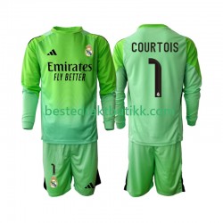 Fotballdrakter Real Madrid Thibaut Courtois 1 Bortedraktsett 2025-2026 Langermet til Barn