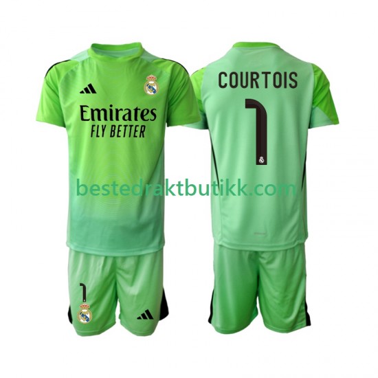 Fotballdrakter Real Madrid Thibaut Courtois 1 Bortedraktsett 2025-2026 Kortermet til Barn