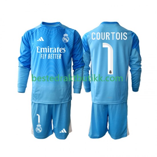 Fotballdrakter Real Madrid Thibaut Courtois 1 Hjemmedraktsett 2025-2026 Langermet til Barn