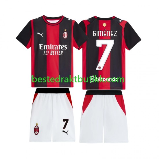 Fotballdrakter AC Milan Gimenez 7 Hjemmedraktsett 2026-2027 Kortermet til Barn
