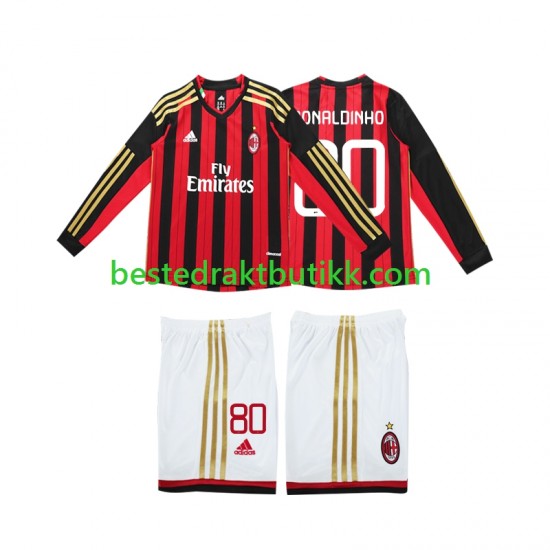 Fotballdrakter AC Milan RONALDINHO 80 2013 2014 Retro Hjemmedraktsett Langermet til Barn