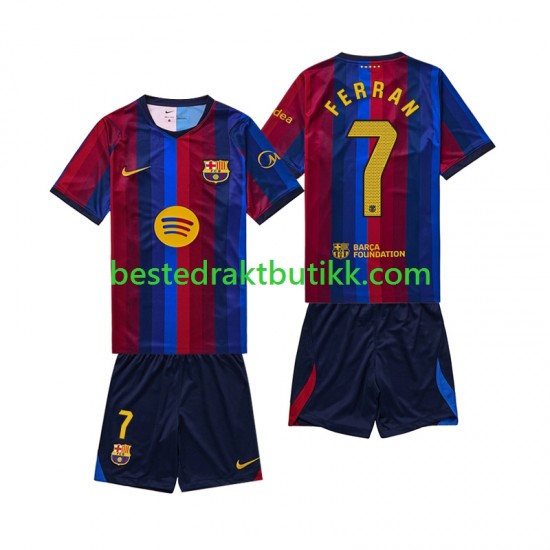 Fotballdrakter FC Barcelona Ferran Torres 7 Hjemmedraktsett 2026-2027 Kortermet til Barn