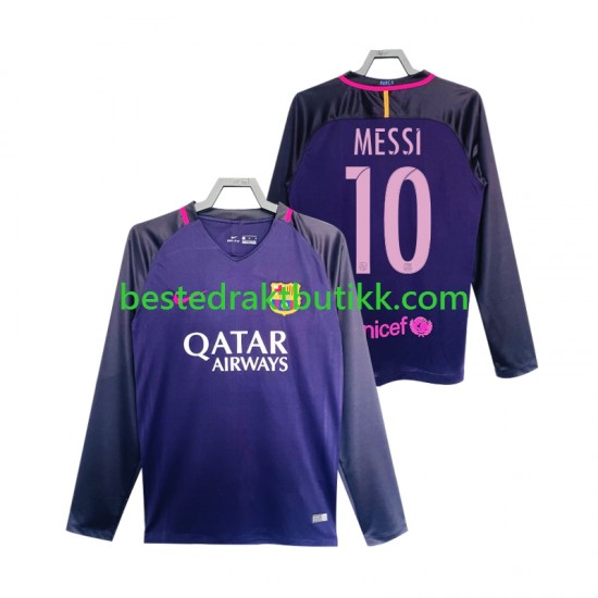 Fotballdrakter FC Barcelona Lionel Messi 10 2016 2017 Retro Bortedraktsett Langermet til Herre