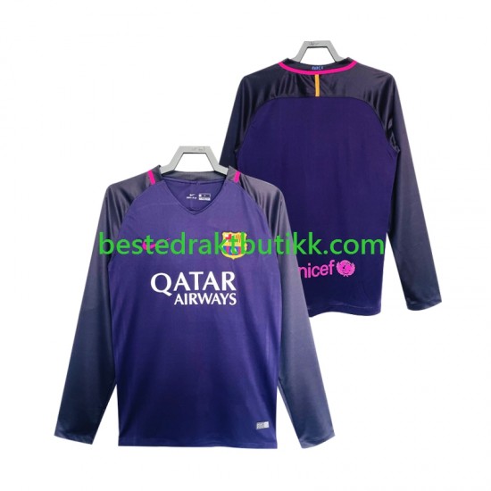 Fotballdrakter FC Barcelona 2016 2017 Retro Bortedraktsett Langermet til Herre