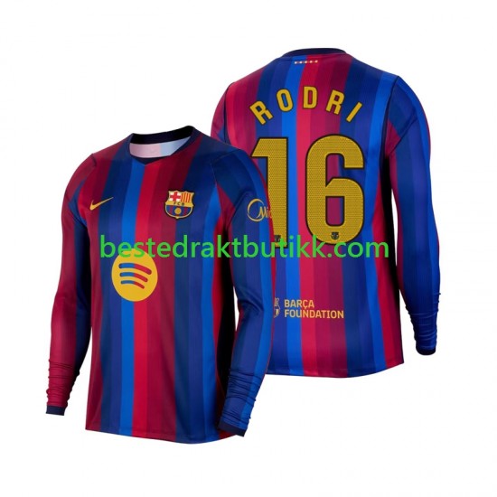 Fotballdrakter FC Barcelona Rodri 16 Hjemmedraktsett 2026-2027 Langermet til Herre