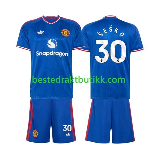 Fotballdrakter Manchester United Benjamin Sesko 30 Bortedraktsett 2026-2027 Kortermet til Barn