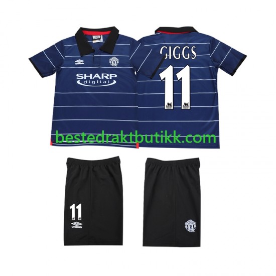 Fotballdrakter Manchester United GIGGS 11 2000 Retro Bortedraktsett 1999 Kortermet til Barn
