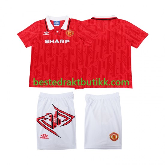 Fotballdrakter Manchester United 1993 Retro Hjemmedraktsett 1994 Kortermet til Barn