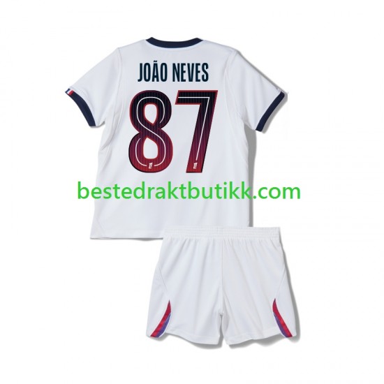 Fotballdrakter Paris Saint-Germain Joao Neves 87 Bortedraktsett 2026-2027 Kortermet til Barn