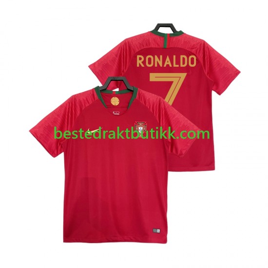 Fotballdrakter Portugal Cristiano Ronaldo 7 2018 Retro Hjemmedraktsett Kortermet til Herre