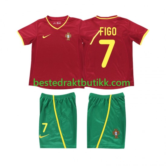 Fotballdrakter Portugal FIGO 7 2002 Retro Hjemmedraktsett Kortermet til Barn