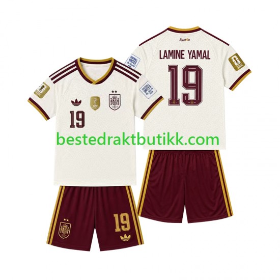 Fotballdrakter Spania 2-star Lamine Yamal 19 Bortedraktsett 2026-2027 Kortermet til Barn