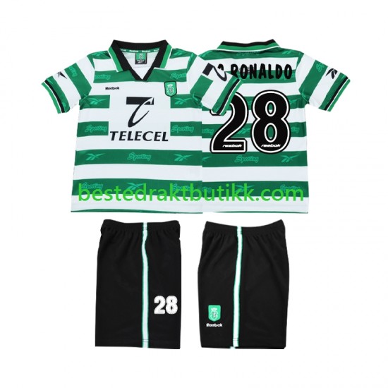 Fotballdrakter Sporting CP Cristiano Ronaldo 28 2000 Retro Hjemmedraktsett 1999 Kortermet til Barn