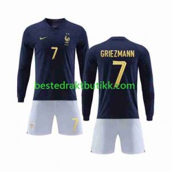 Fotballdrakter Frankrike Griezmann 7 Hjemmedraktsett Fotball-VM 2022 Langermet til Barn