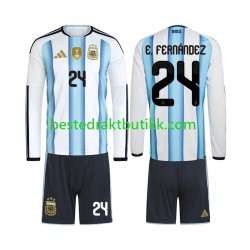 Fotballdrakter Argentina Enzo Fernandez 24 Hjemmedraktsett Fotball-VM 2026 Langermet til Barn